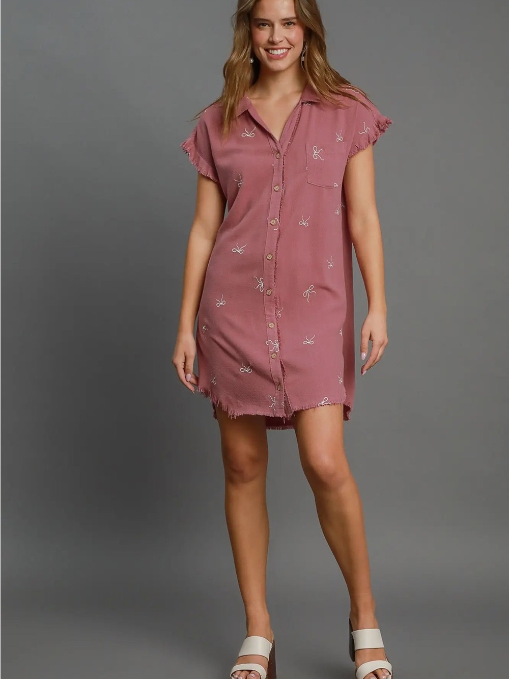 C4216 Women’s Mauve Button-Front Swim Cover-Up Dress - Picture 2 of 5
